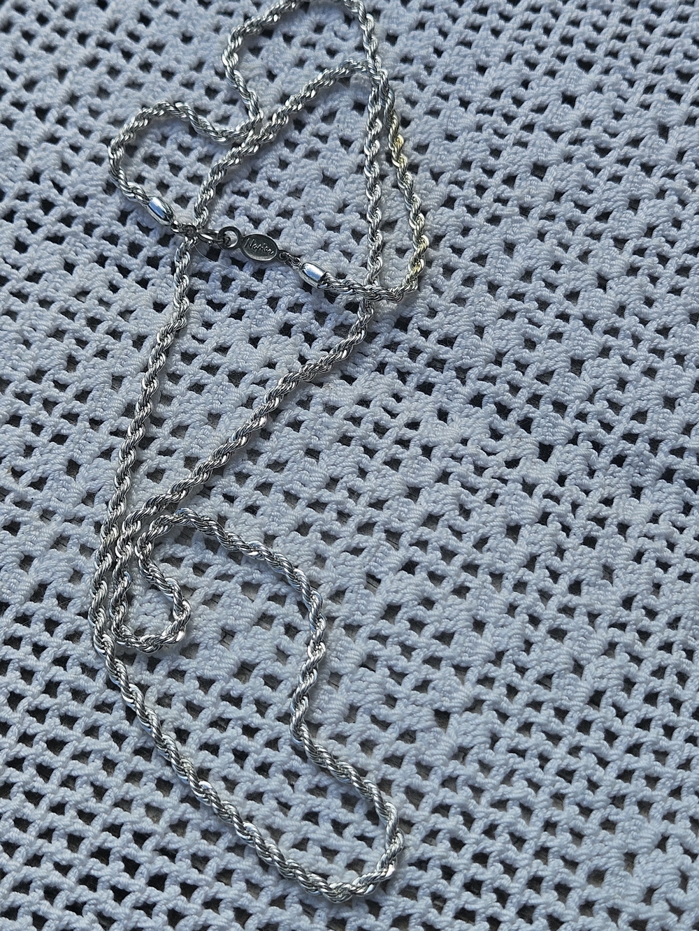 Classic Vintage Napier Silver-tone Twisted Rope Chain Necklace